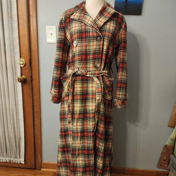 Parkella Parker Wilder Wool Belted Robe / Dress USA Vintage 40s Womens OS - Picture 1 of 12